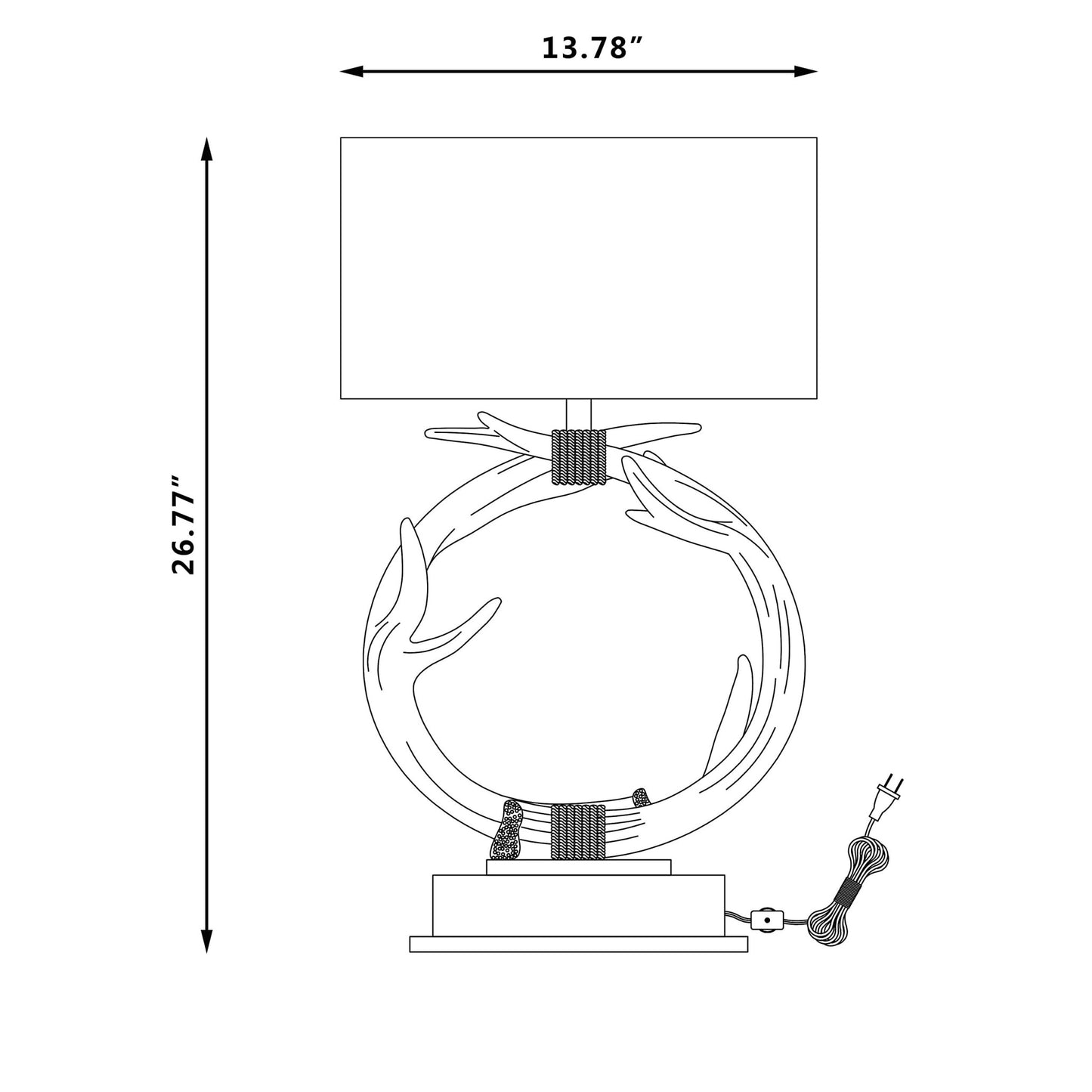Brown Rustic Faux Antlers Table Lamp w/ Shade
