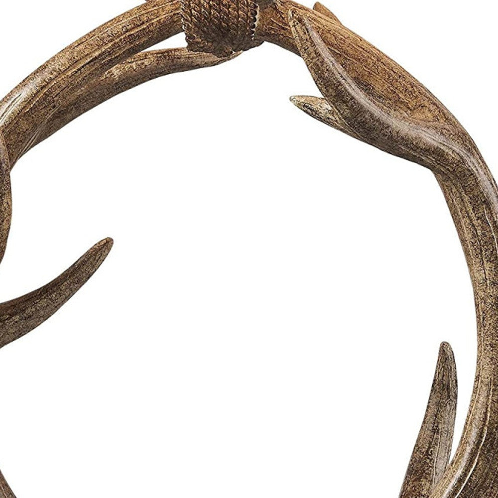 Brown Rustic Faux Antlers Table Lamp w/ Shade