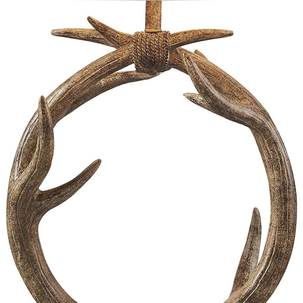 Brown Rustic Faux Antlers Table Lamp w/ Shade