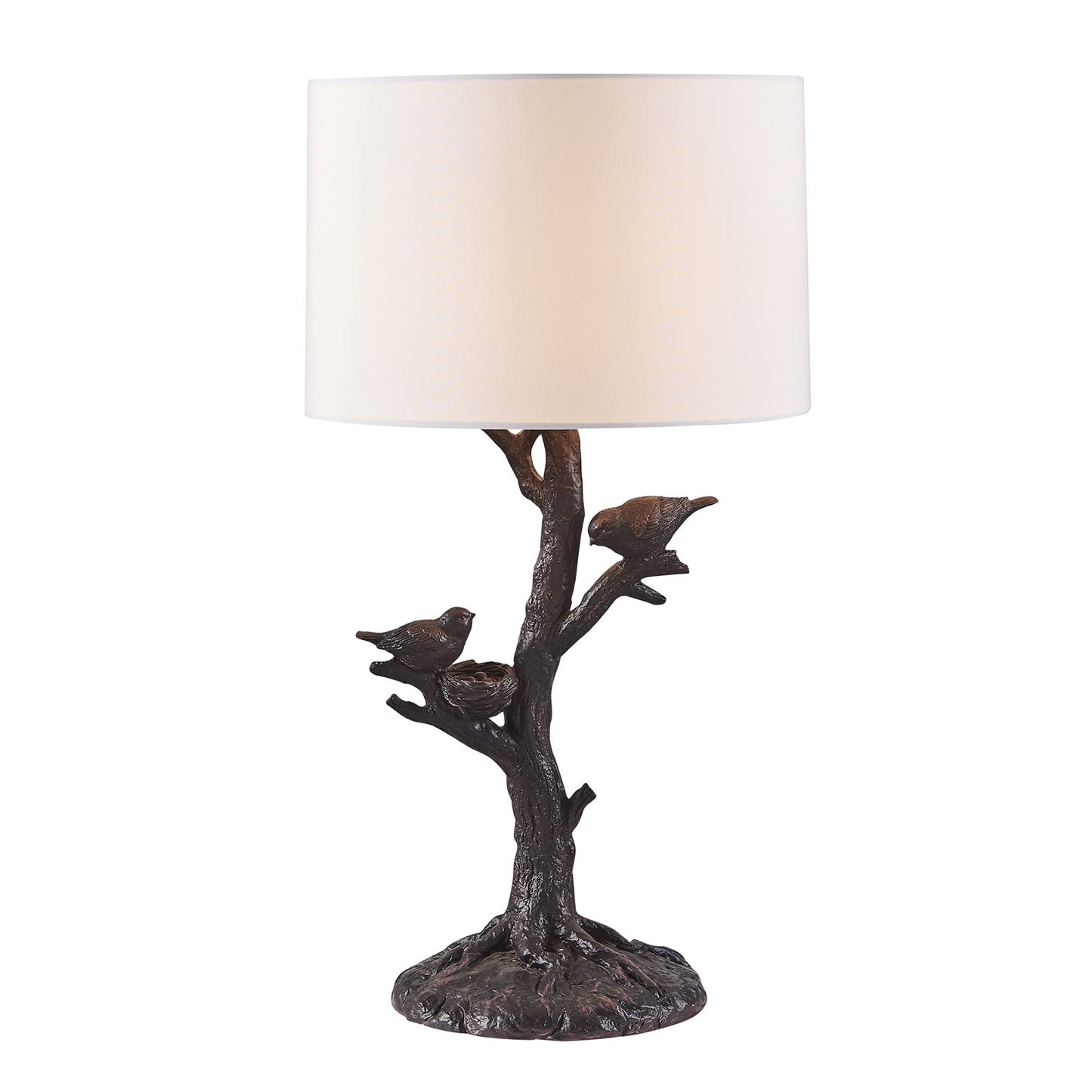 Dark Deep Red Birds in a Tree Table Lamp w/ Shade
