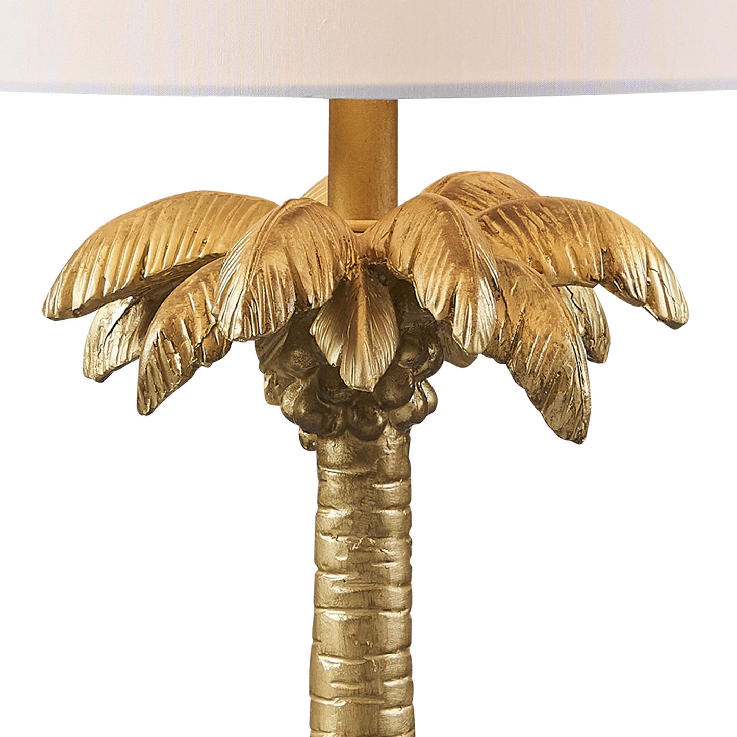 Gold Tropical Coconut Tree Table Lamp w/ Shade