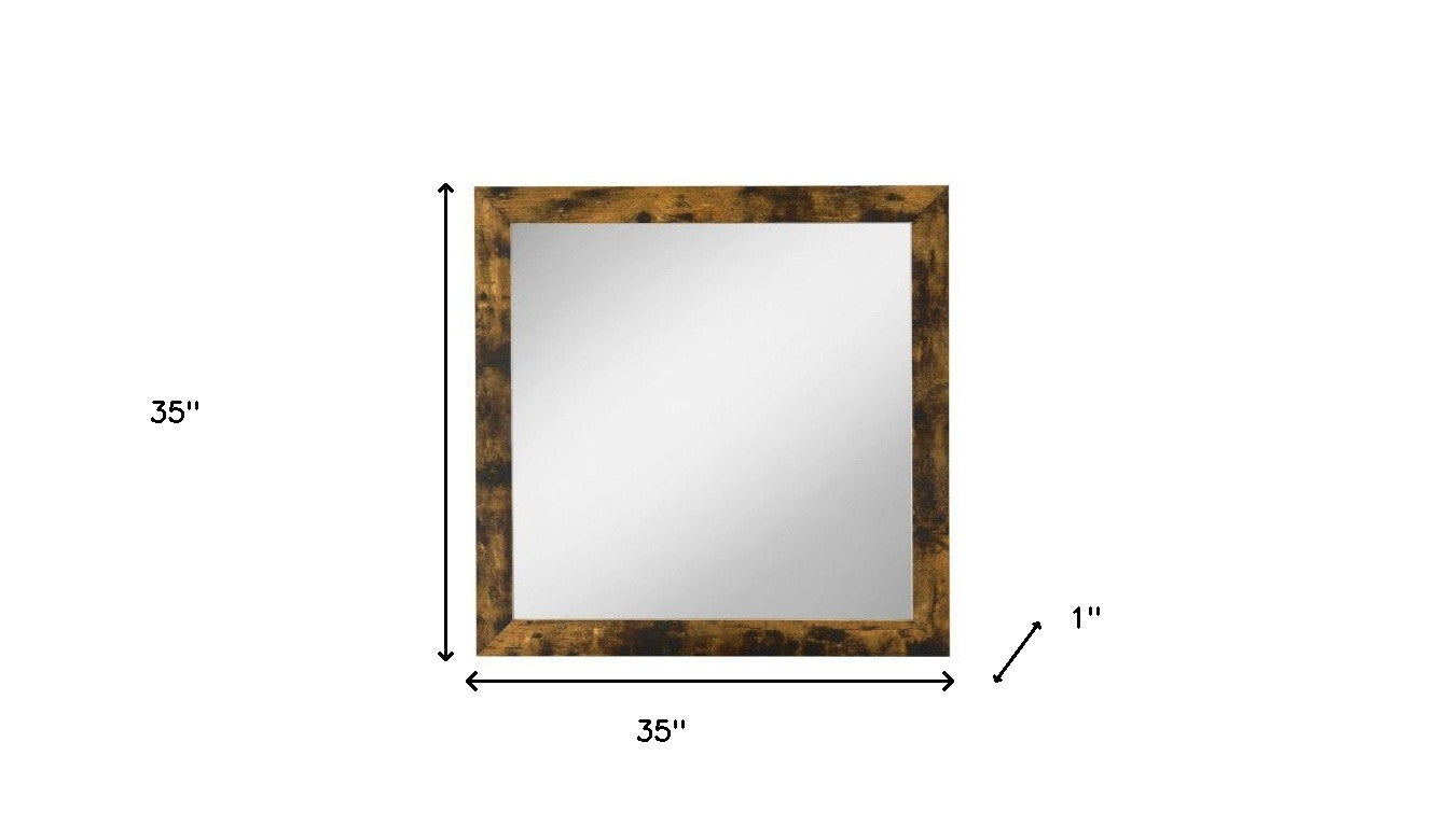 Brown And Black Square Wood Framed Mounted Dresser Mirror