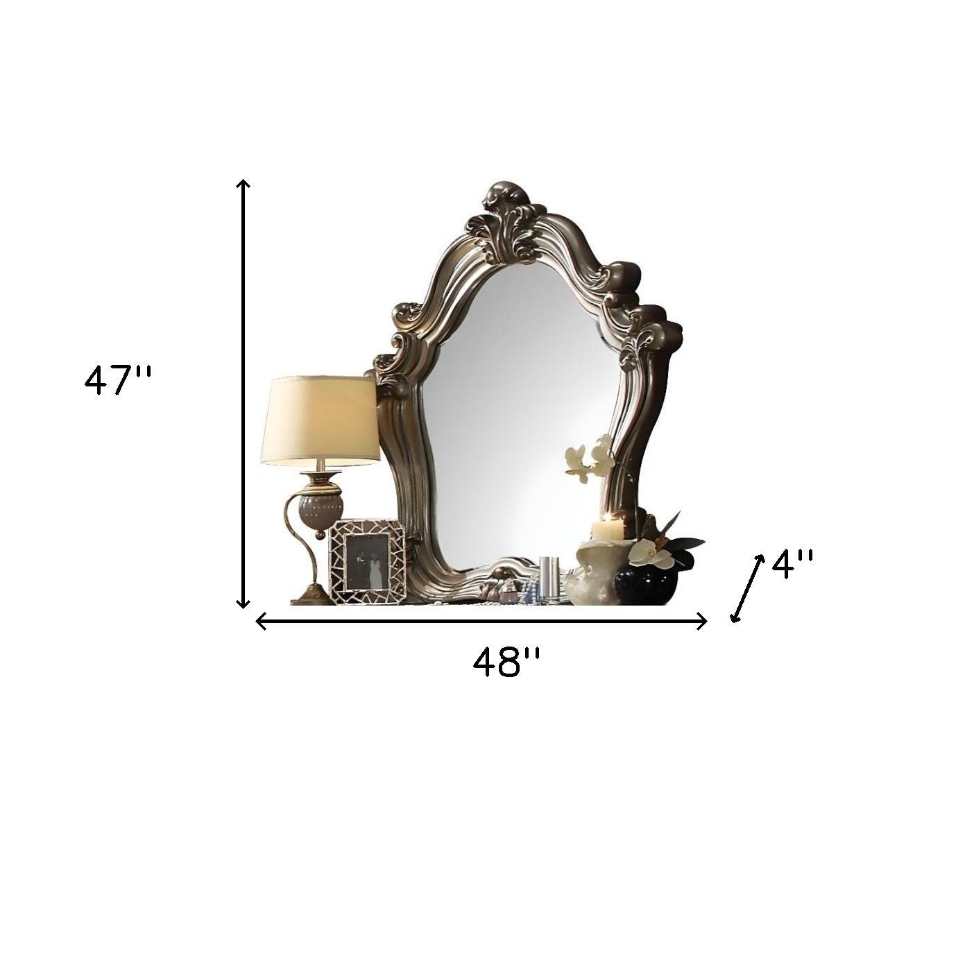 Crowned Top Wood Framed Mounted Dresser Mirror