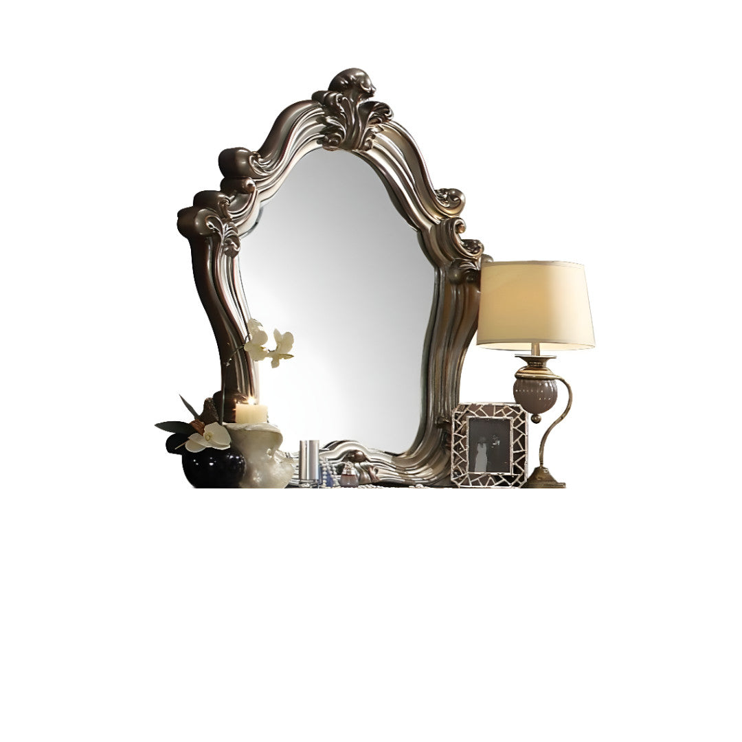 Crowned Top Wood Framed Mounted Dresser Mirror