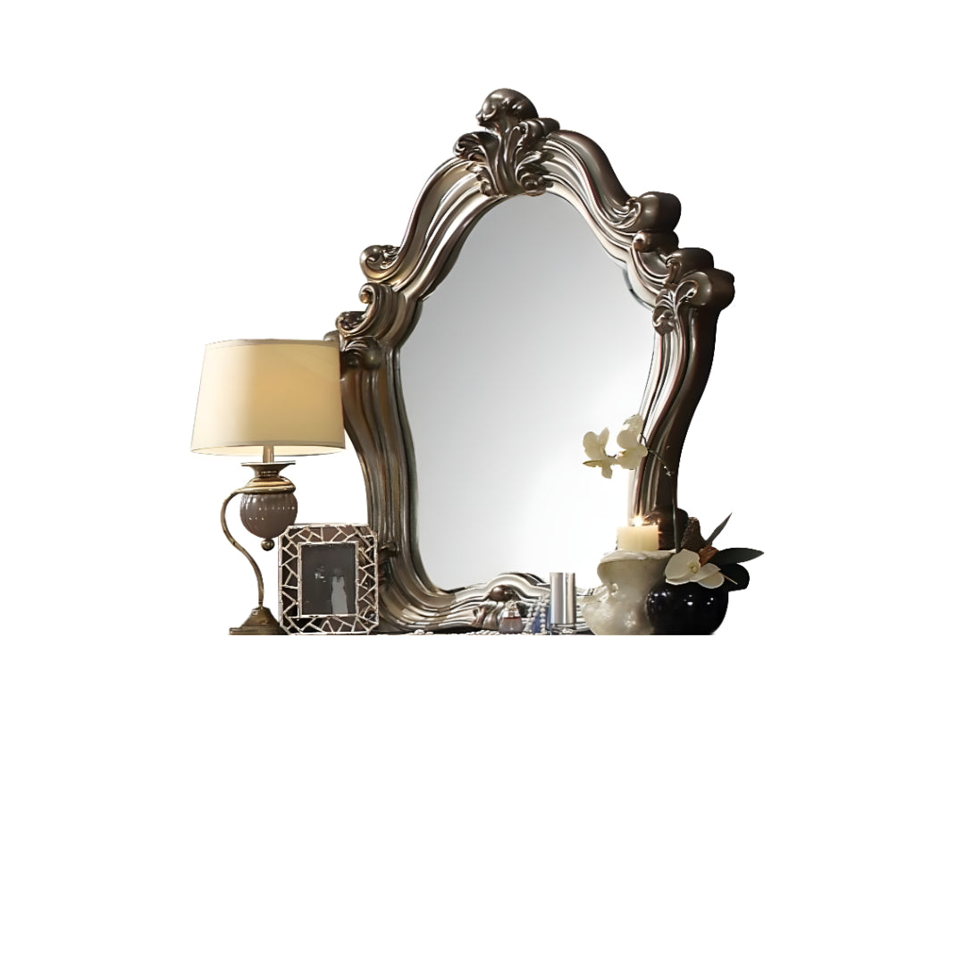 Crowned Top Wood Framed Mounted Dresser Mirror