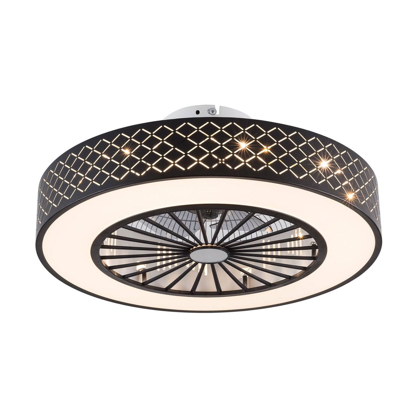 Clear Flush Mount Five Blade Ceiling Fan