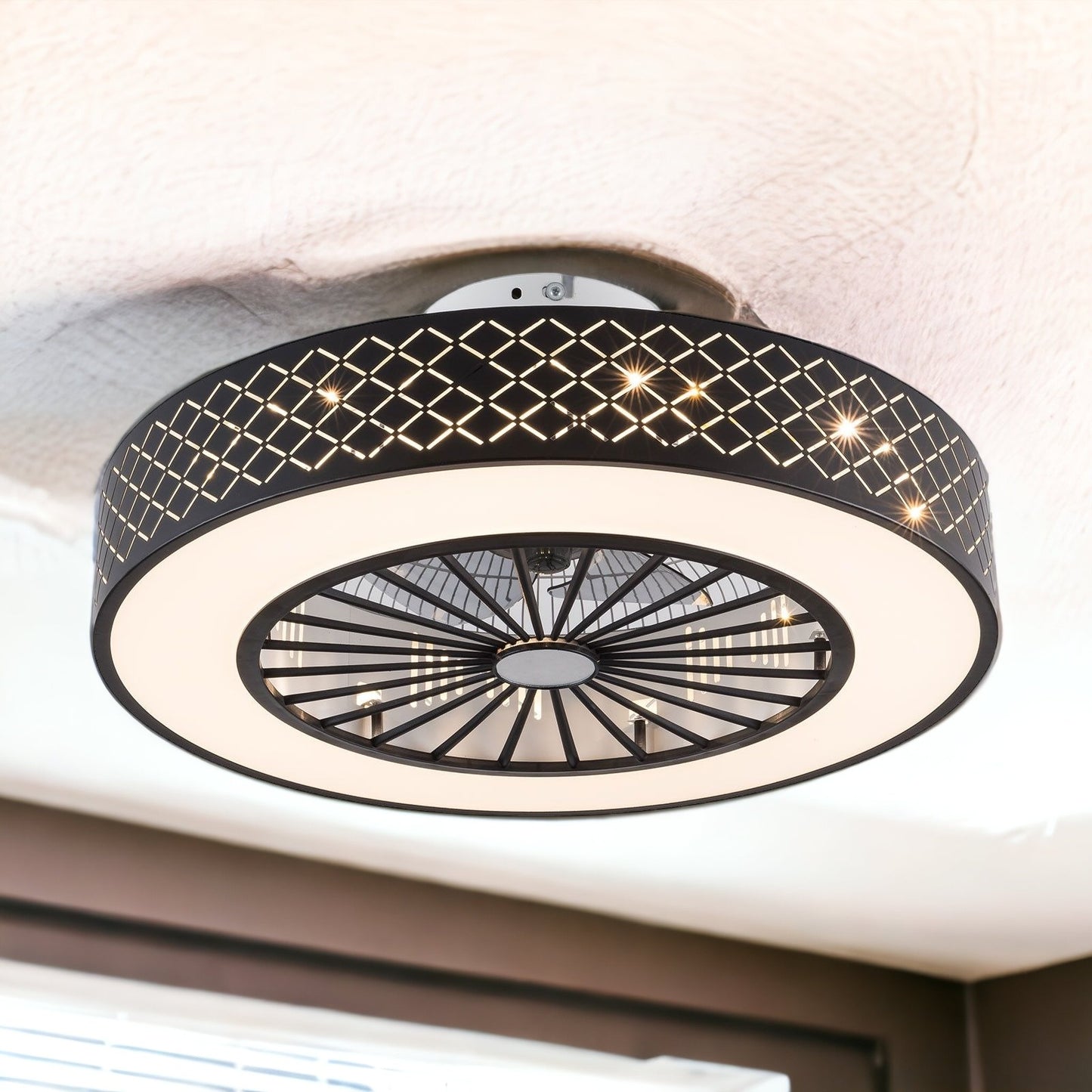 Clear Flush Mount Five Blade Ceiling Fan