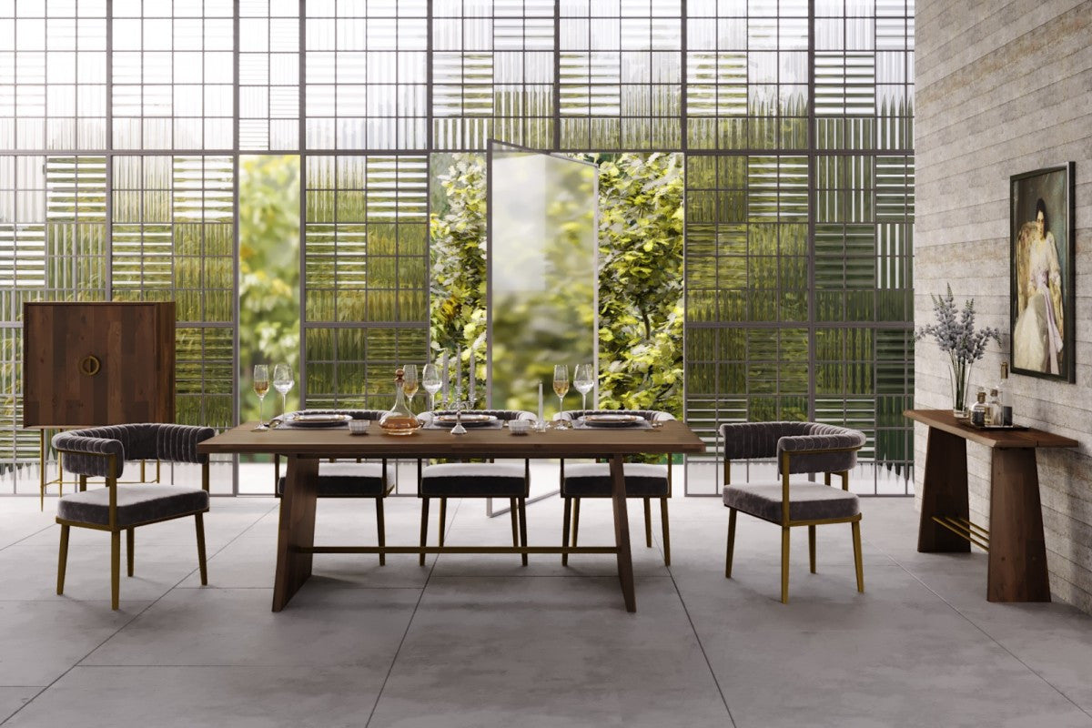 Dark Mango Rectangular Solid Wood Dining Table
