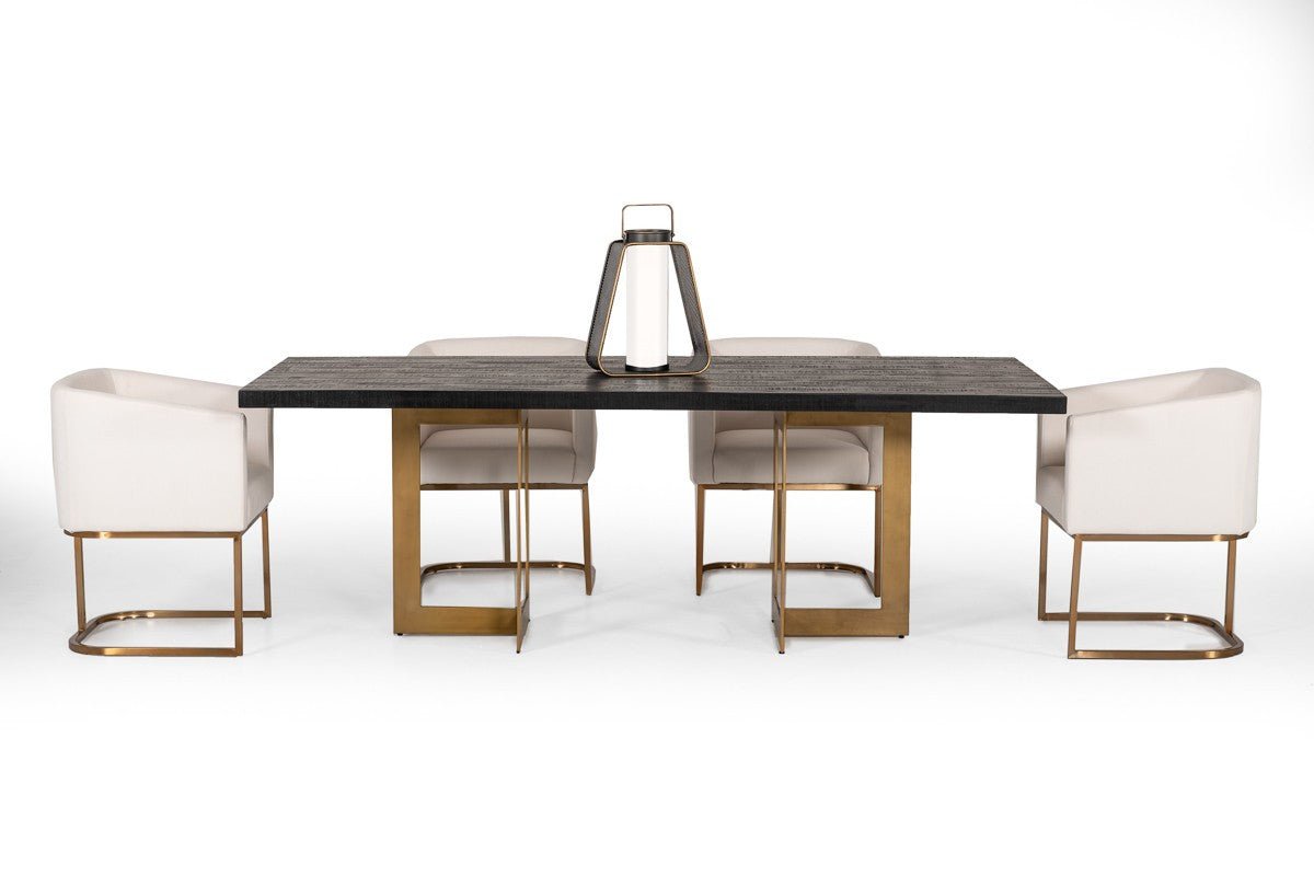 Black And Brass Rectangular Dining Table
