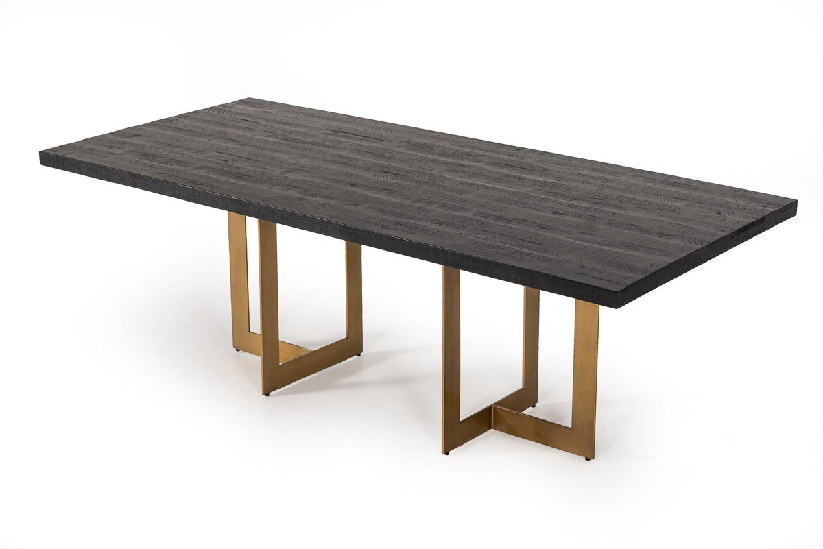 Black And Brass Rectangular Dining Table