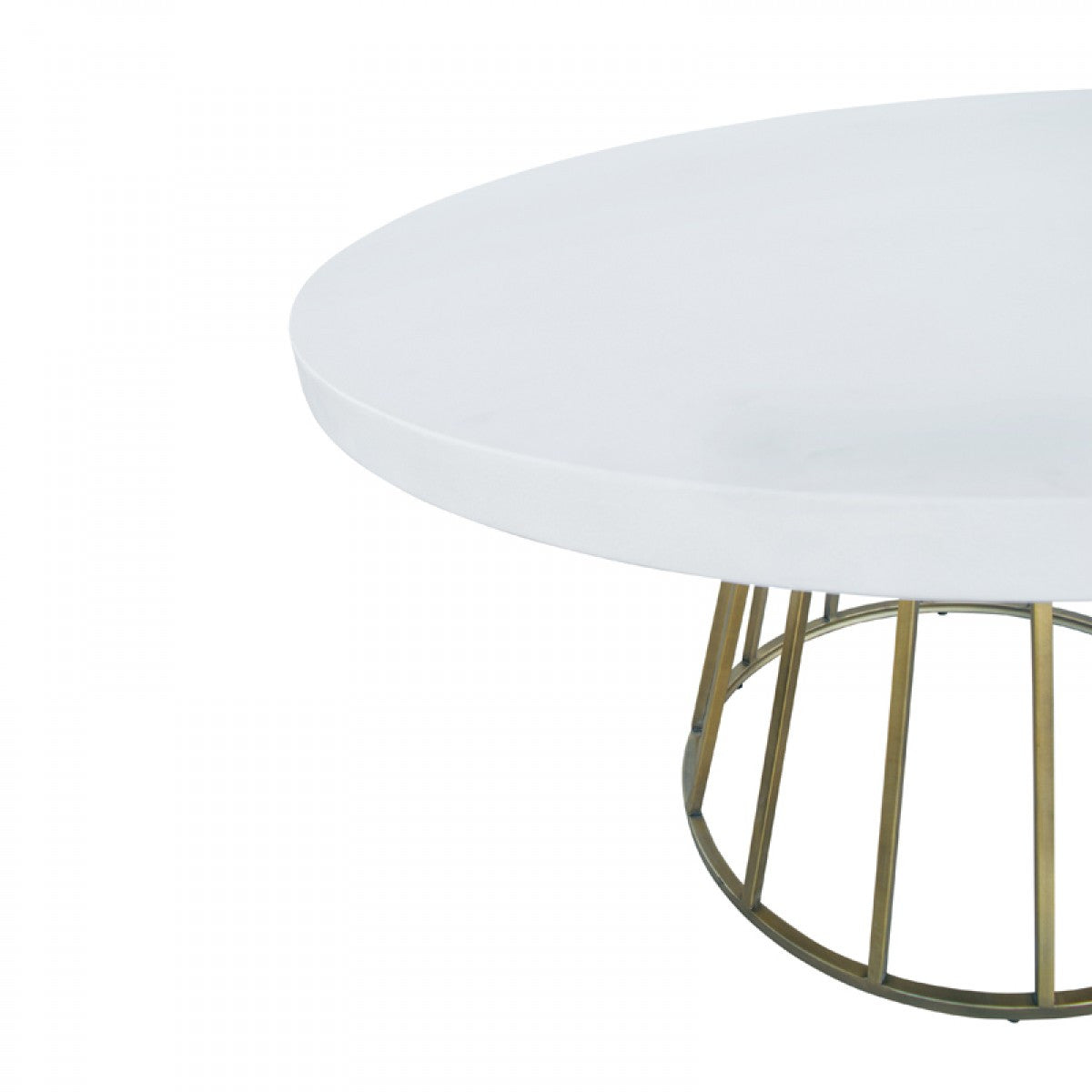 White And Brass Rounded Concrete And Iron Dining Table