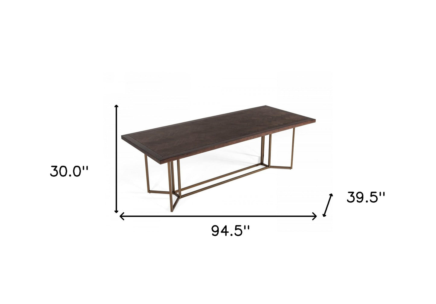 Dark Mango And Brass Rectangular Manufactured Wood And Iron Dining Table