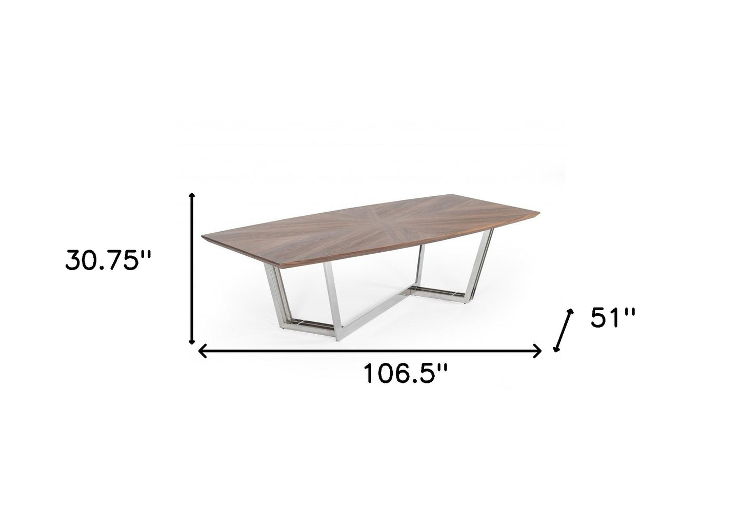 Walnut And Silver Rectangular Manufactured Wood And Iron Dining Table