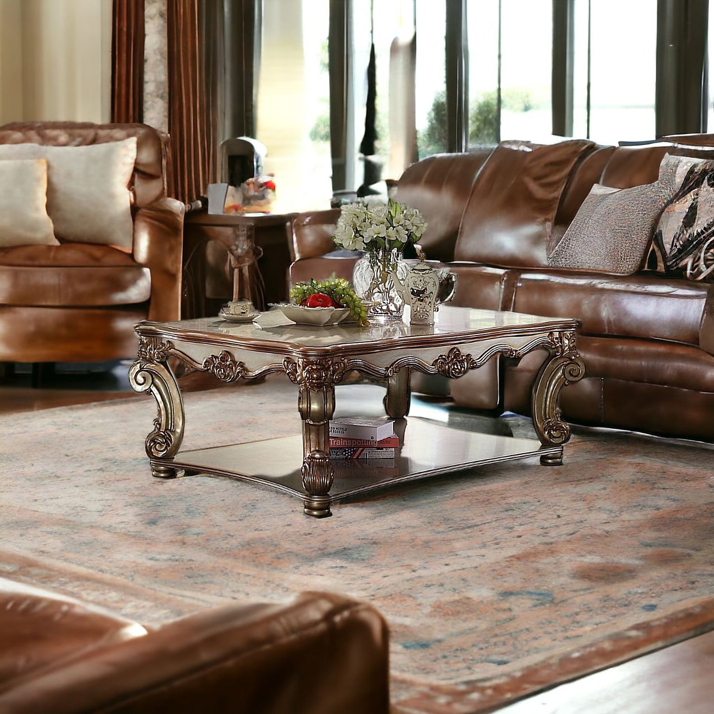 Gold Wood Coffee Table