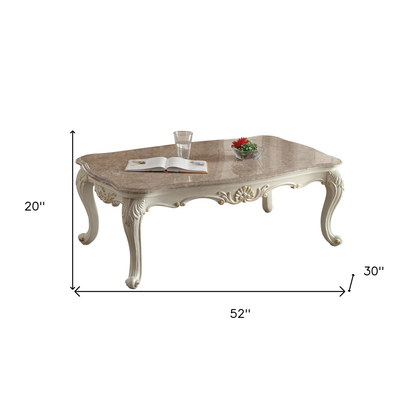 Pearl White & Marble Faux Marble Coffee Table