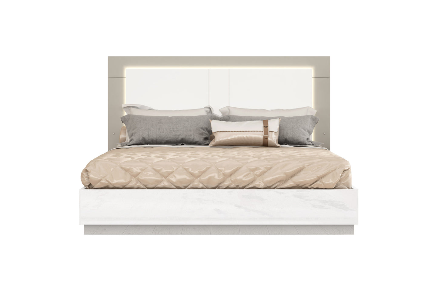 King White High Gloss Bed Frame