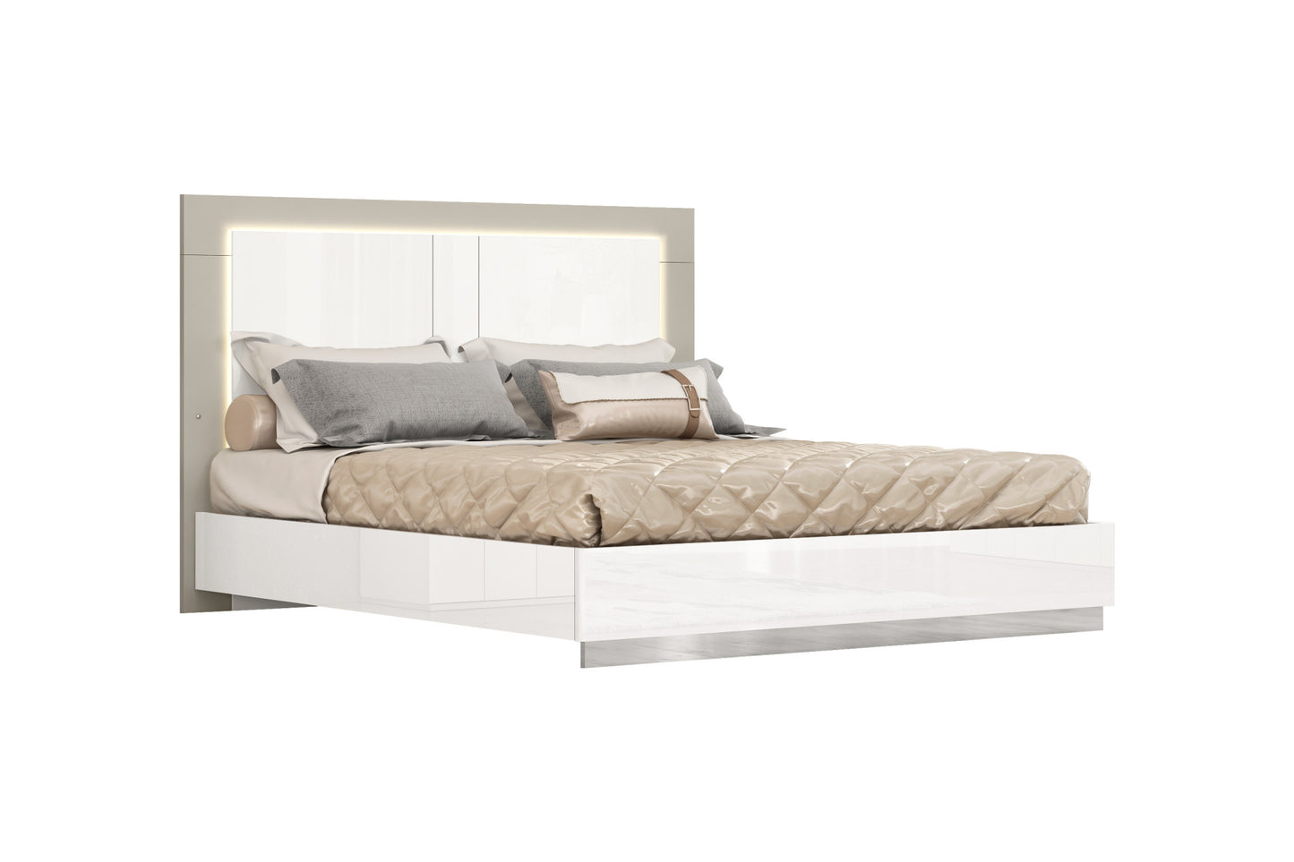 King White High Gloss Bed Frame