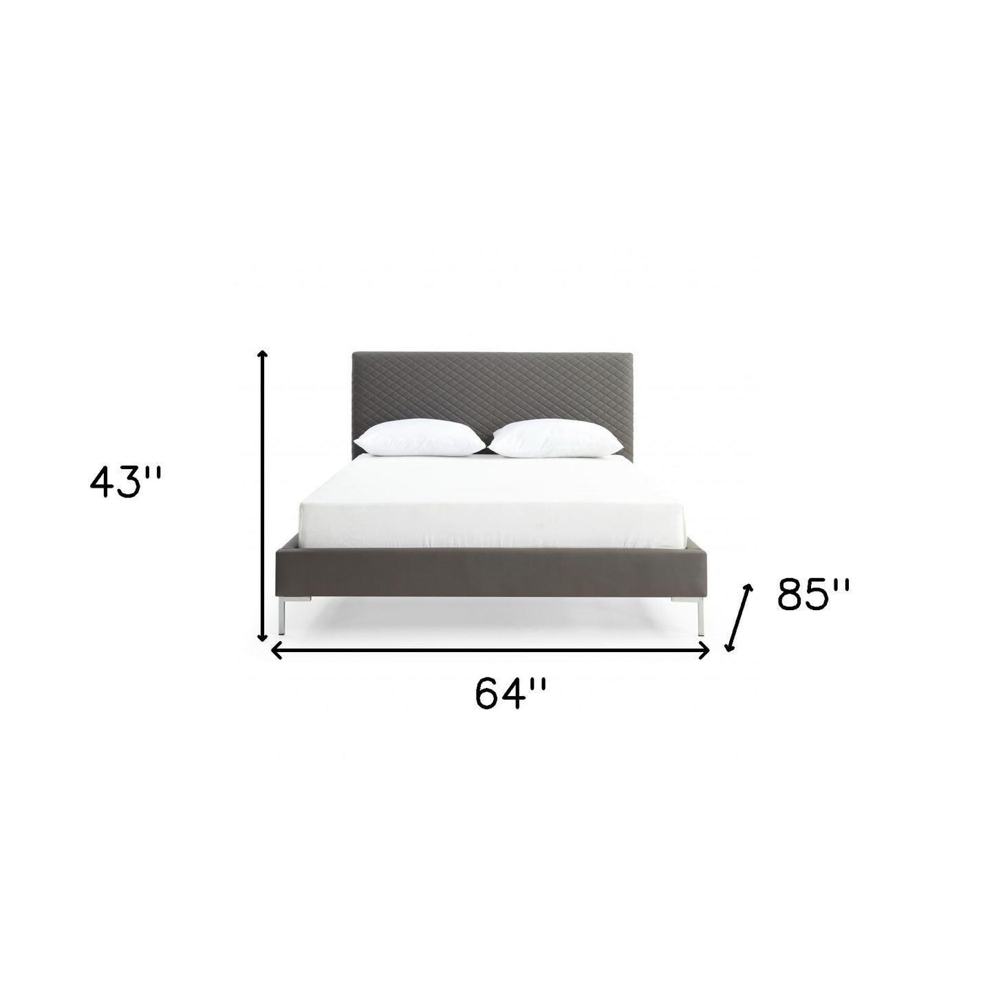 Dark Gray Faux Leather Queen Bed