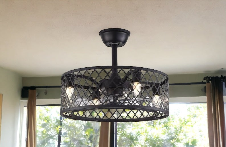 Clear Caged Five Blade Ceiling Fan