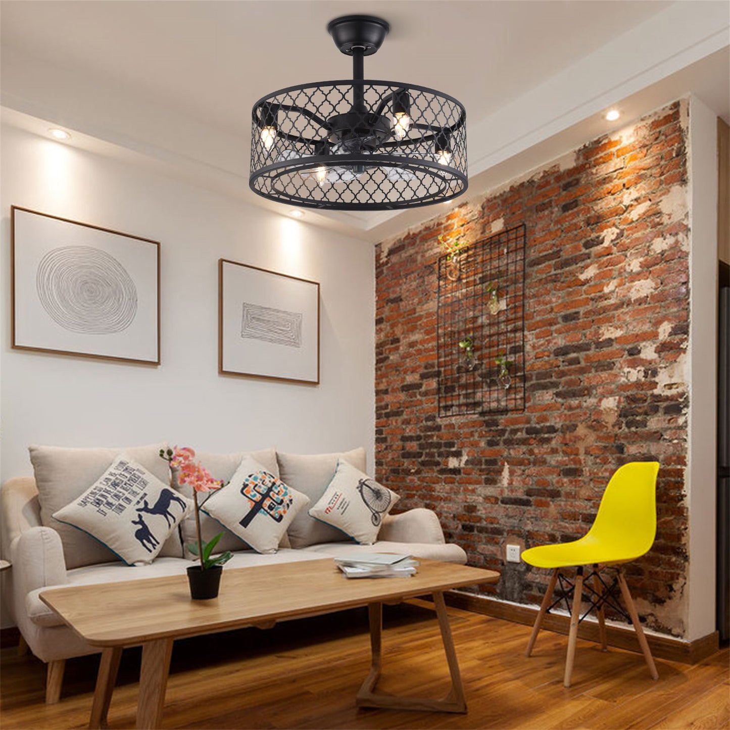 Clear Caged Five Blade Ceiling Fan