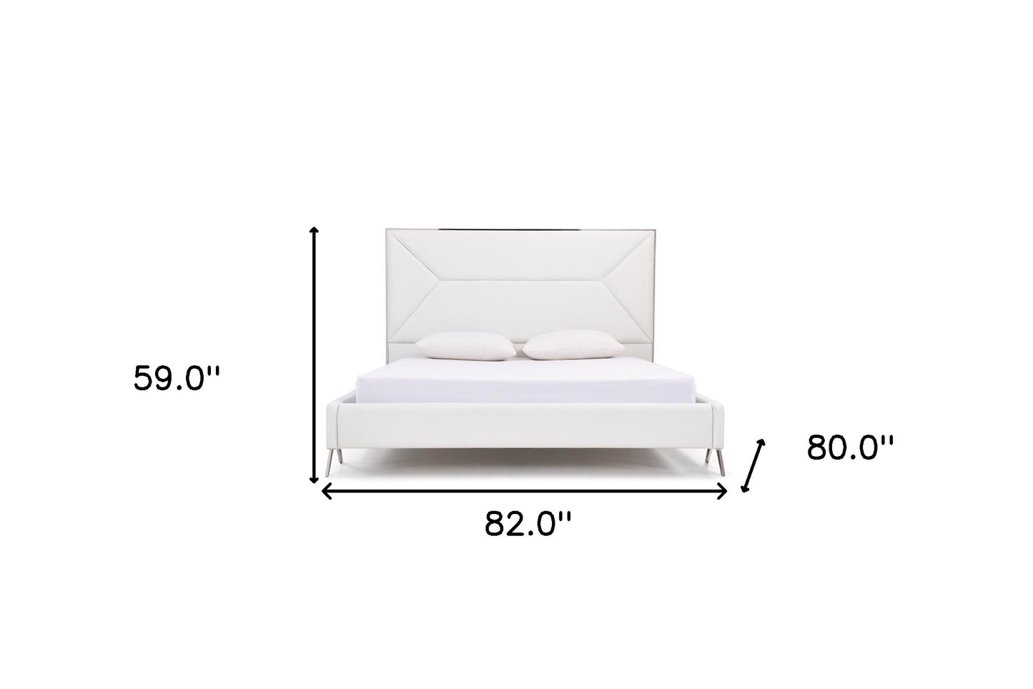 White Tufted Faux Leather Upholstered King Bed