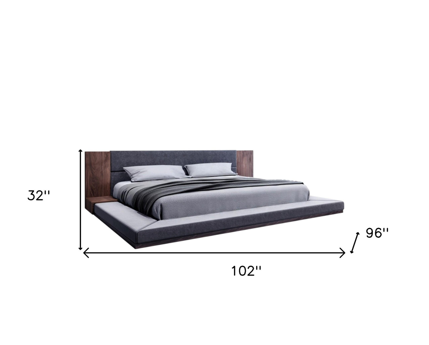 Brown & Gray Wood Upholstered King Bed