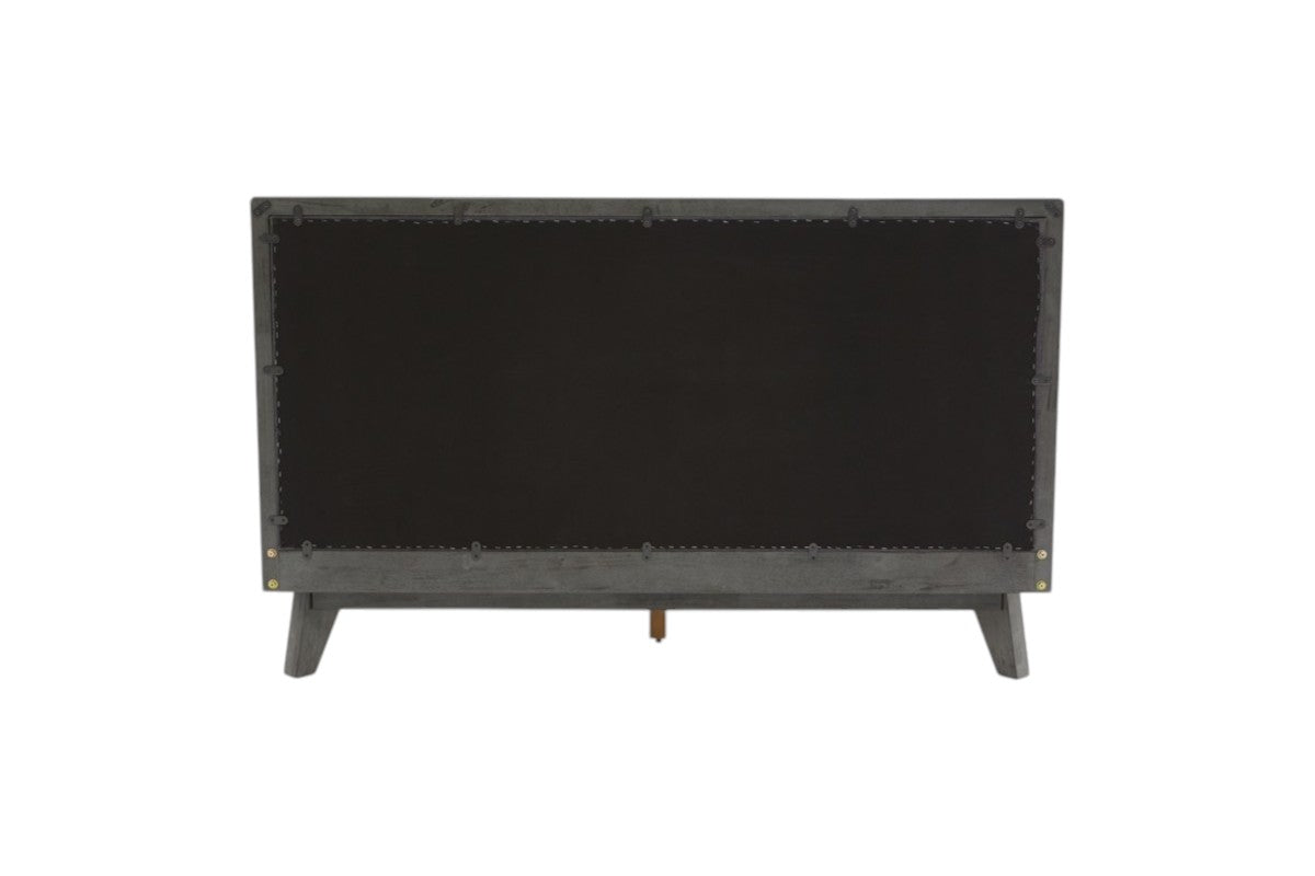 Gray Wood & Linen King Bed Frame