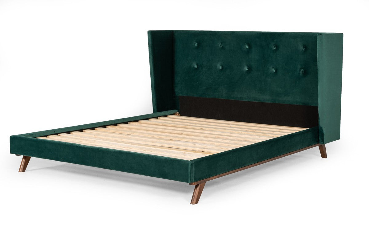 Green Tufted Velvet King Bed Frame