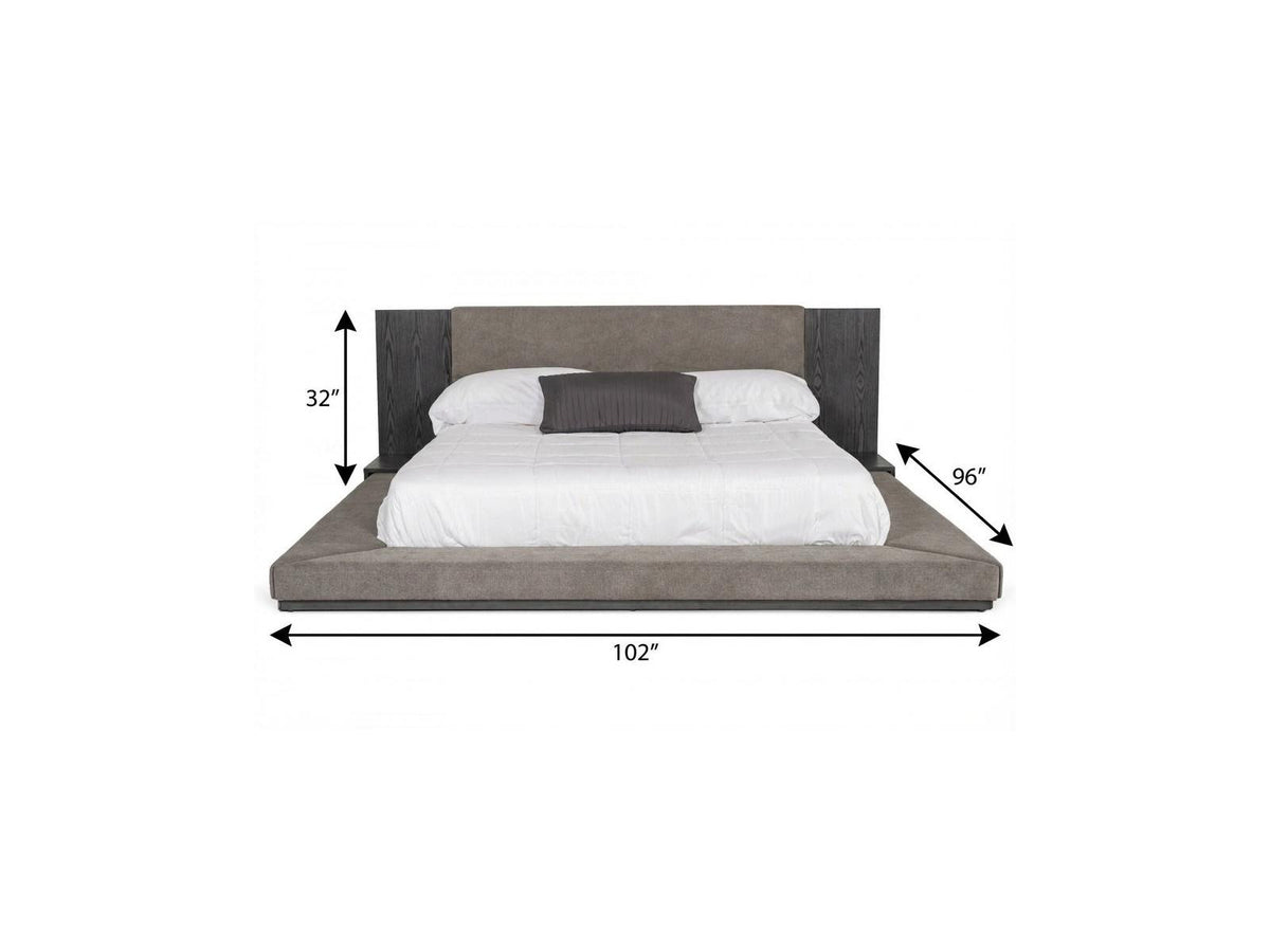 Dark Gray Upholstered King Bed