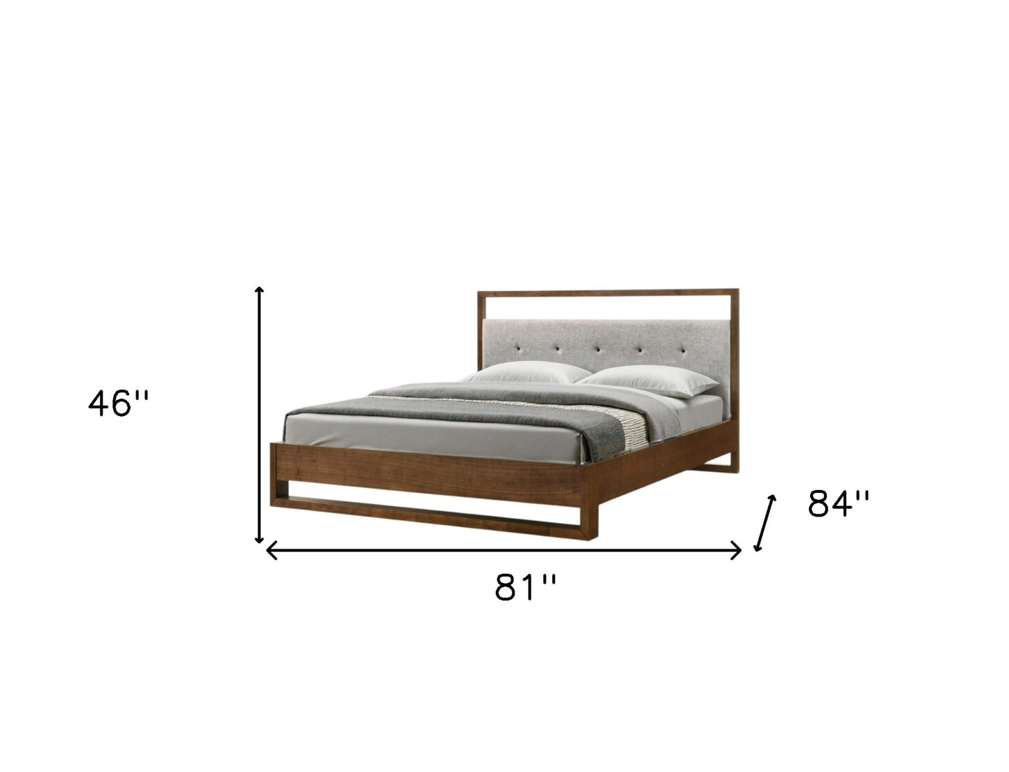Brown & Gray Wood Tufted Upholstered King Bed