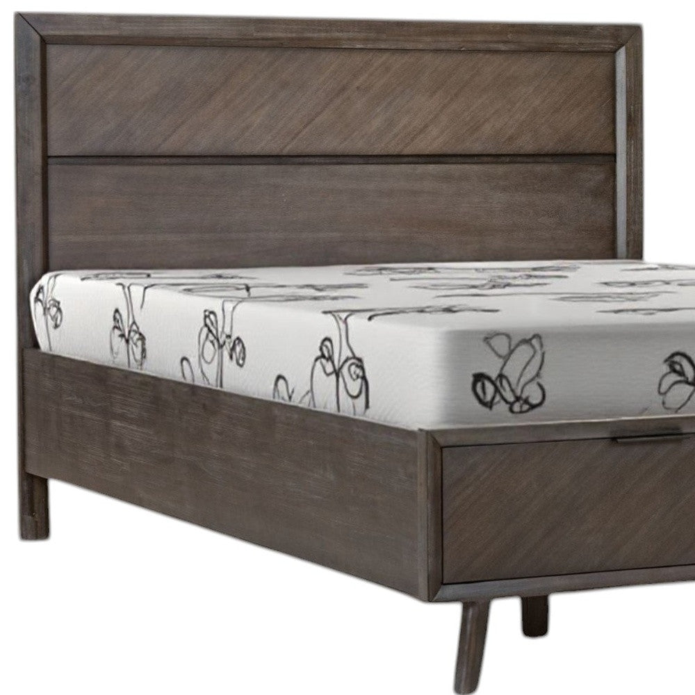 Dark Brown Solid Wood King With Two Drawers Bed Frame