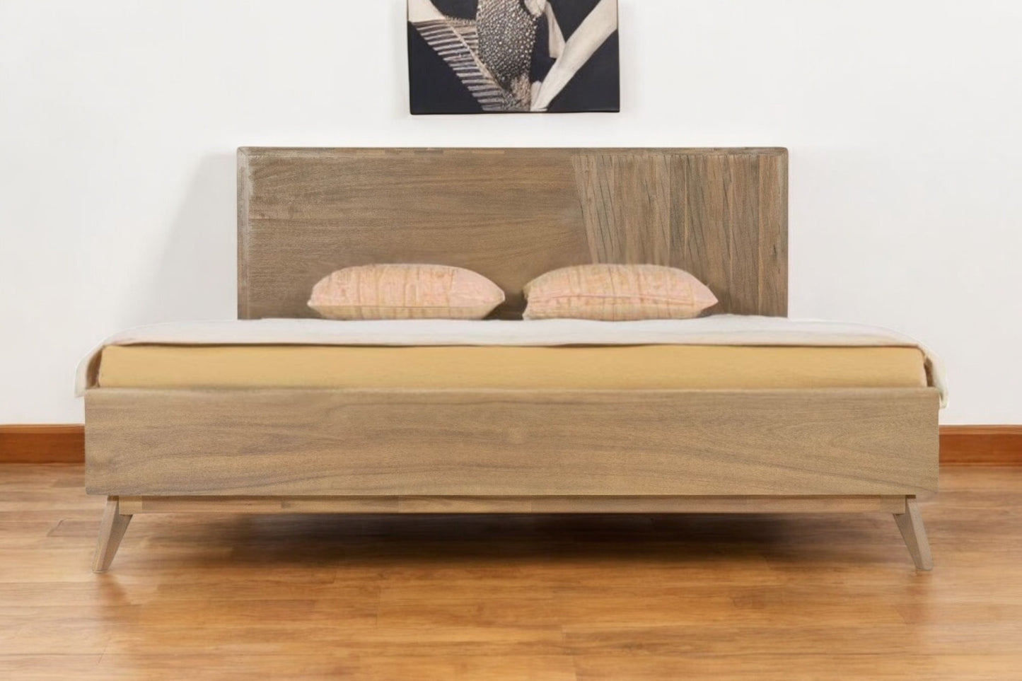 Natural Wood King Bed Frame