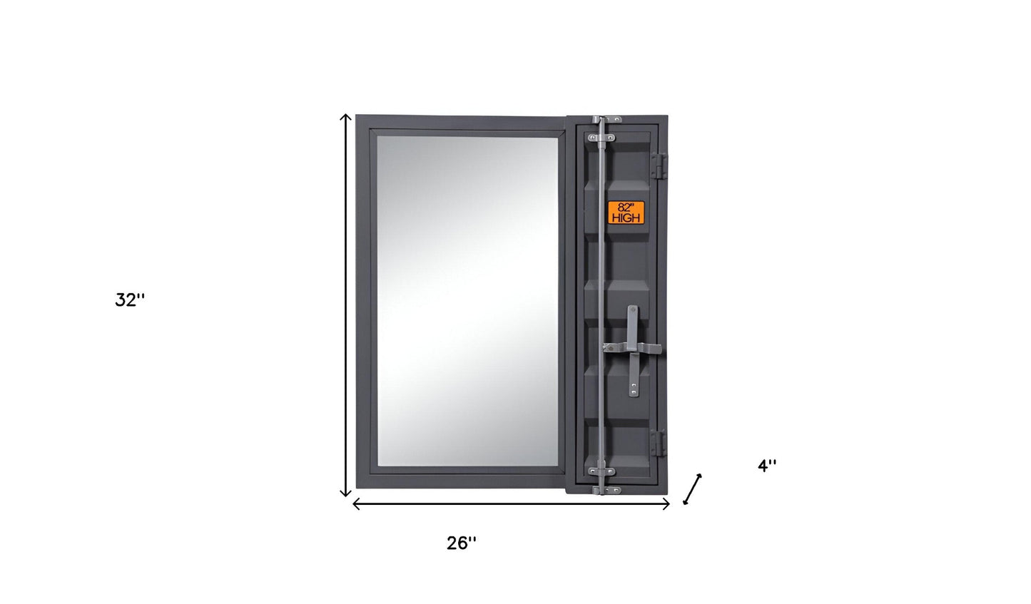 Gunmetal Metal Framed Mounted Dresser Mirror