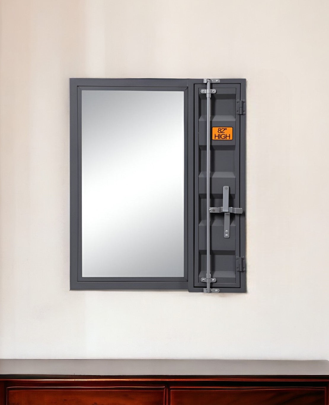 Gunmetal Metal Framed Mounted Dresser Mirror