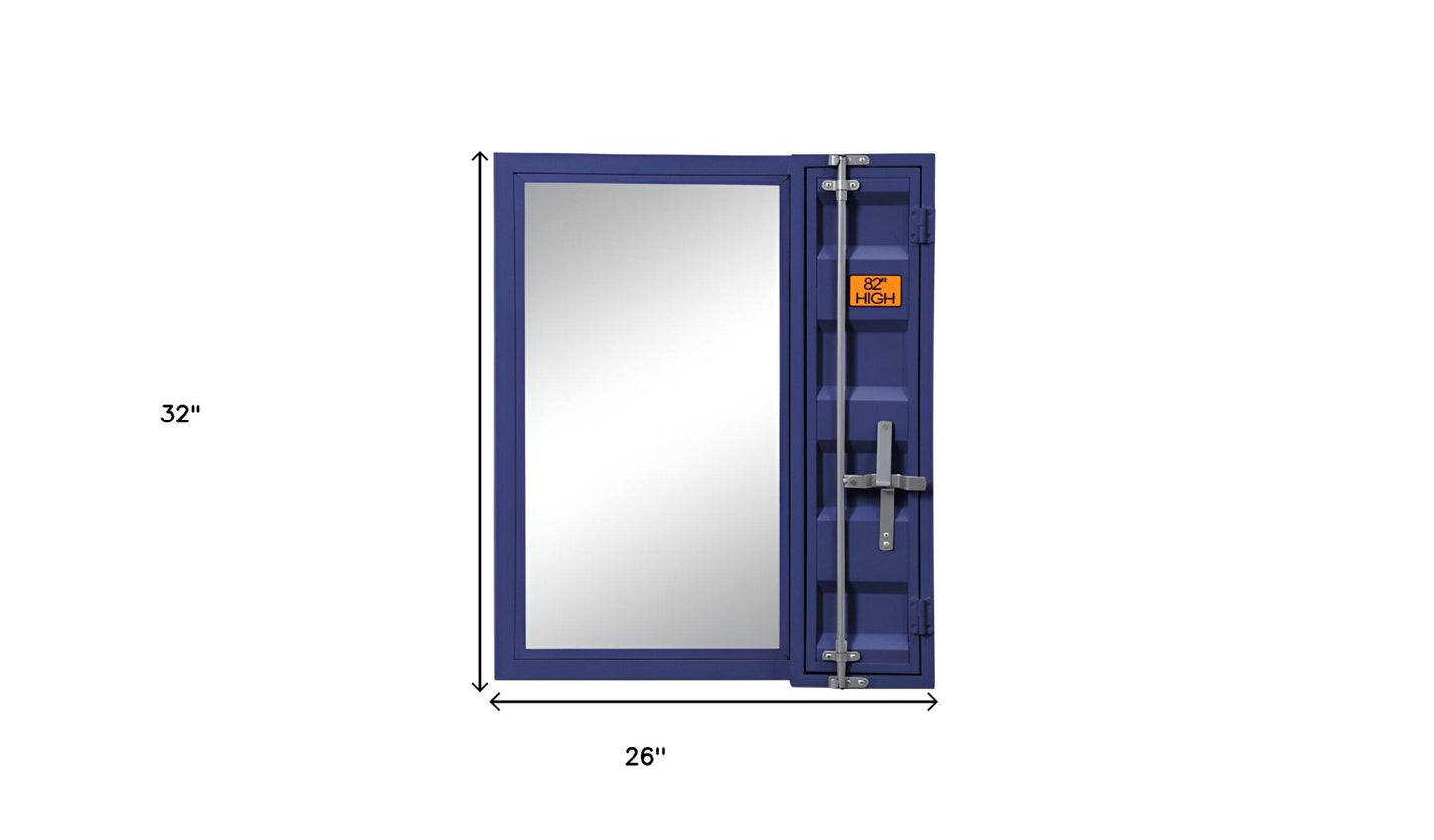Blue Metal Framed Dresser Mirror