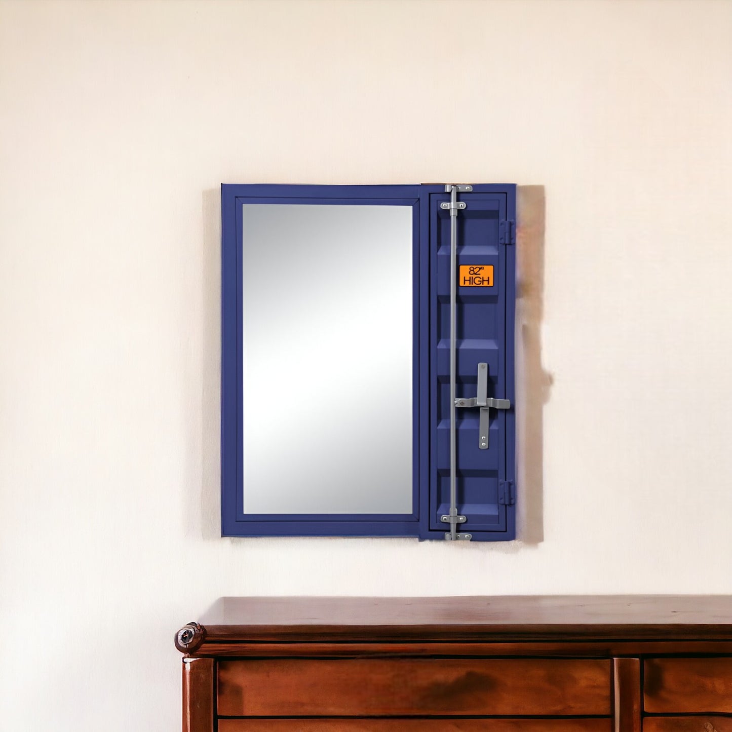 Blue Metal Framed Dresser Mirror