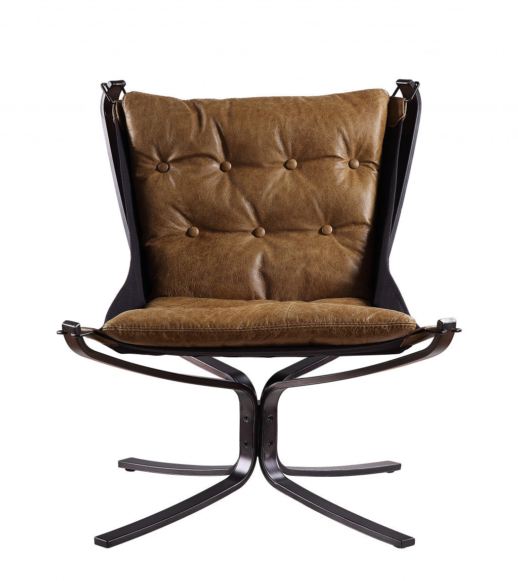 Coffee Top Grain Leather Lounge Chair