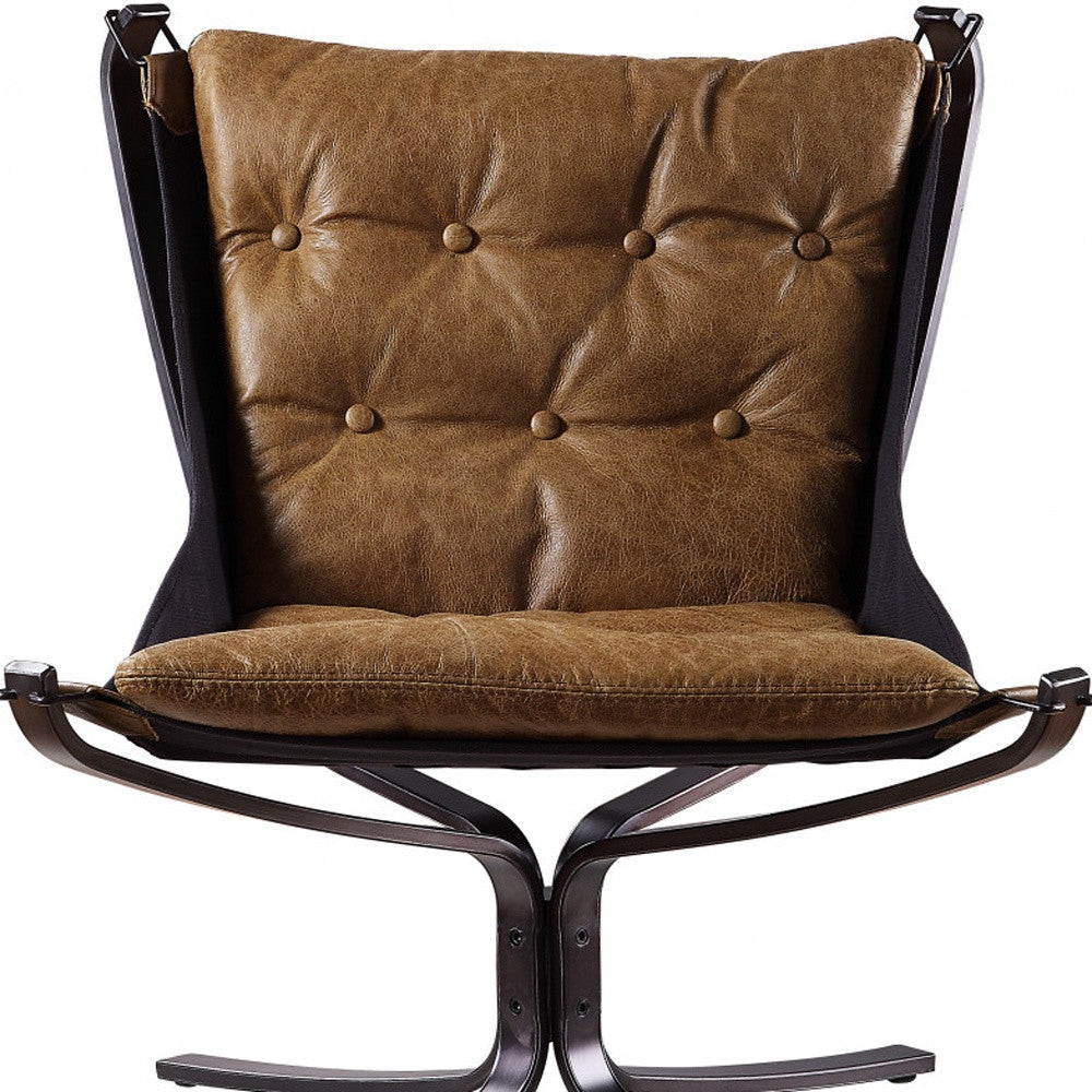 Coffee Top Grain Leather Lounge Chair