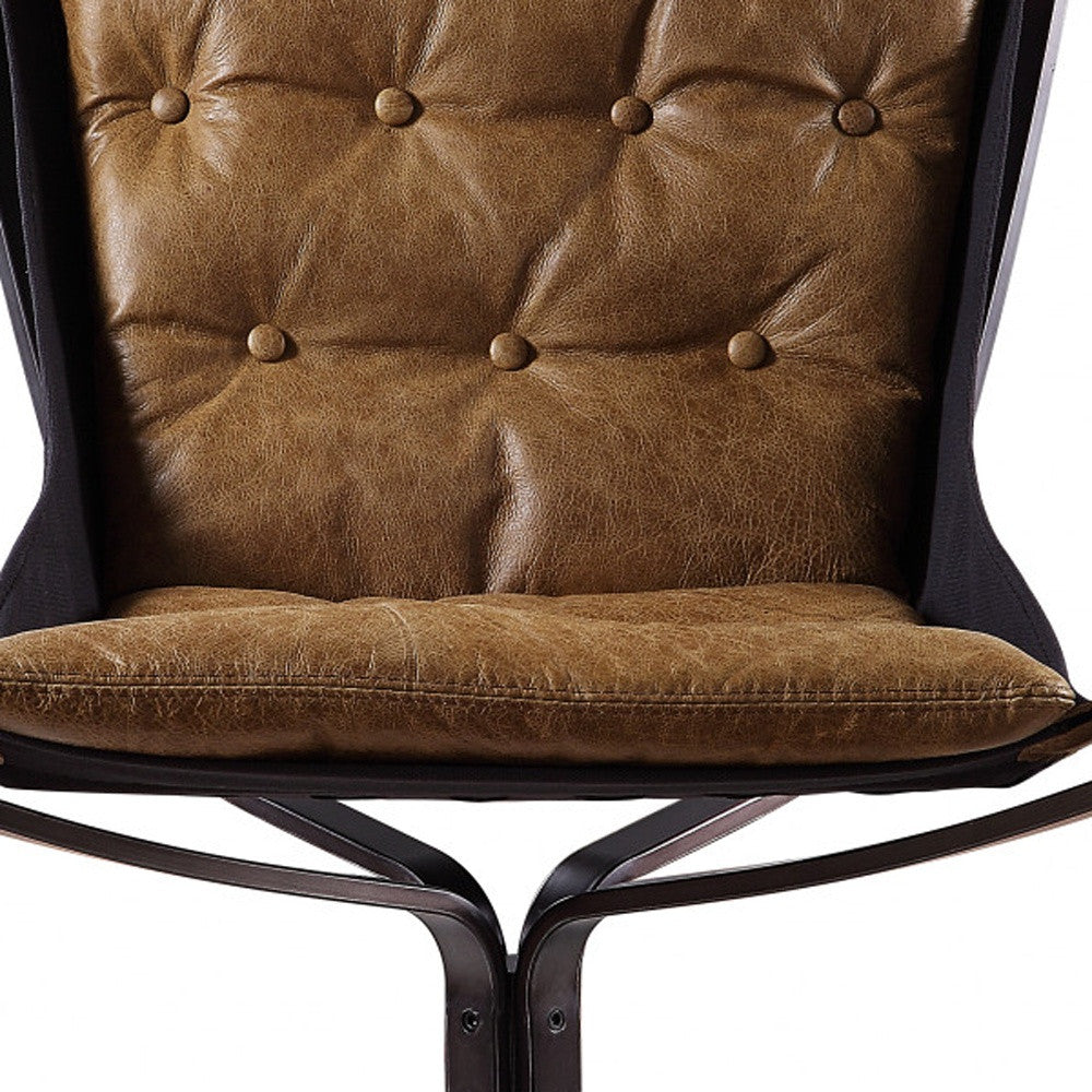 Coffee Top Grain Leather Lounge Chair