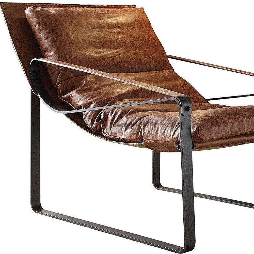 Brandy Chocolate Top Grain Leather Lounge Chair