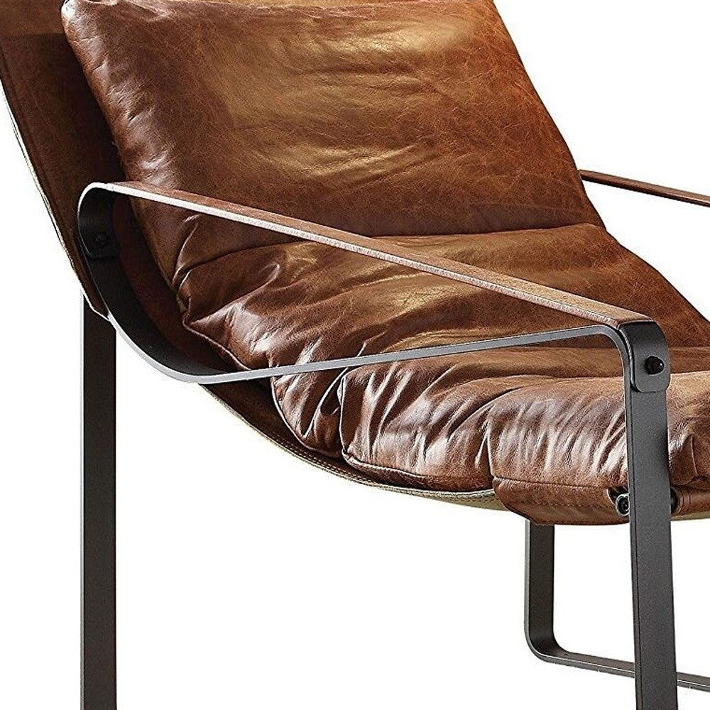 Brandy Chocolate Top Grain Leather Lounge Chair