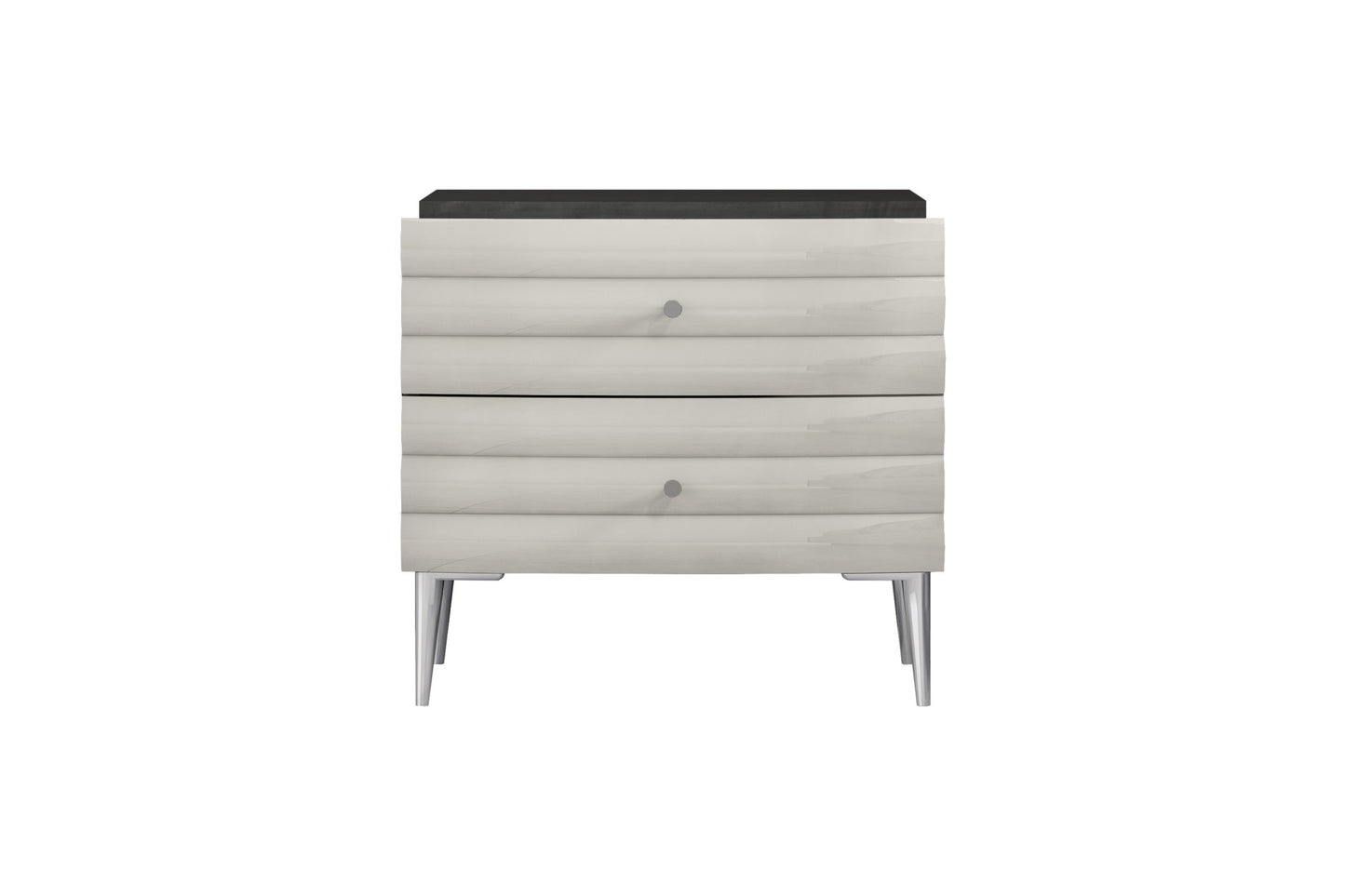 Dark Gray & Ivory 2 Drawer Nightstand
