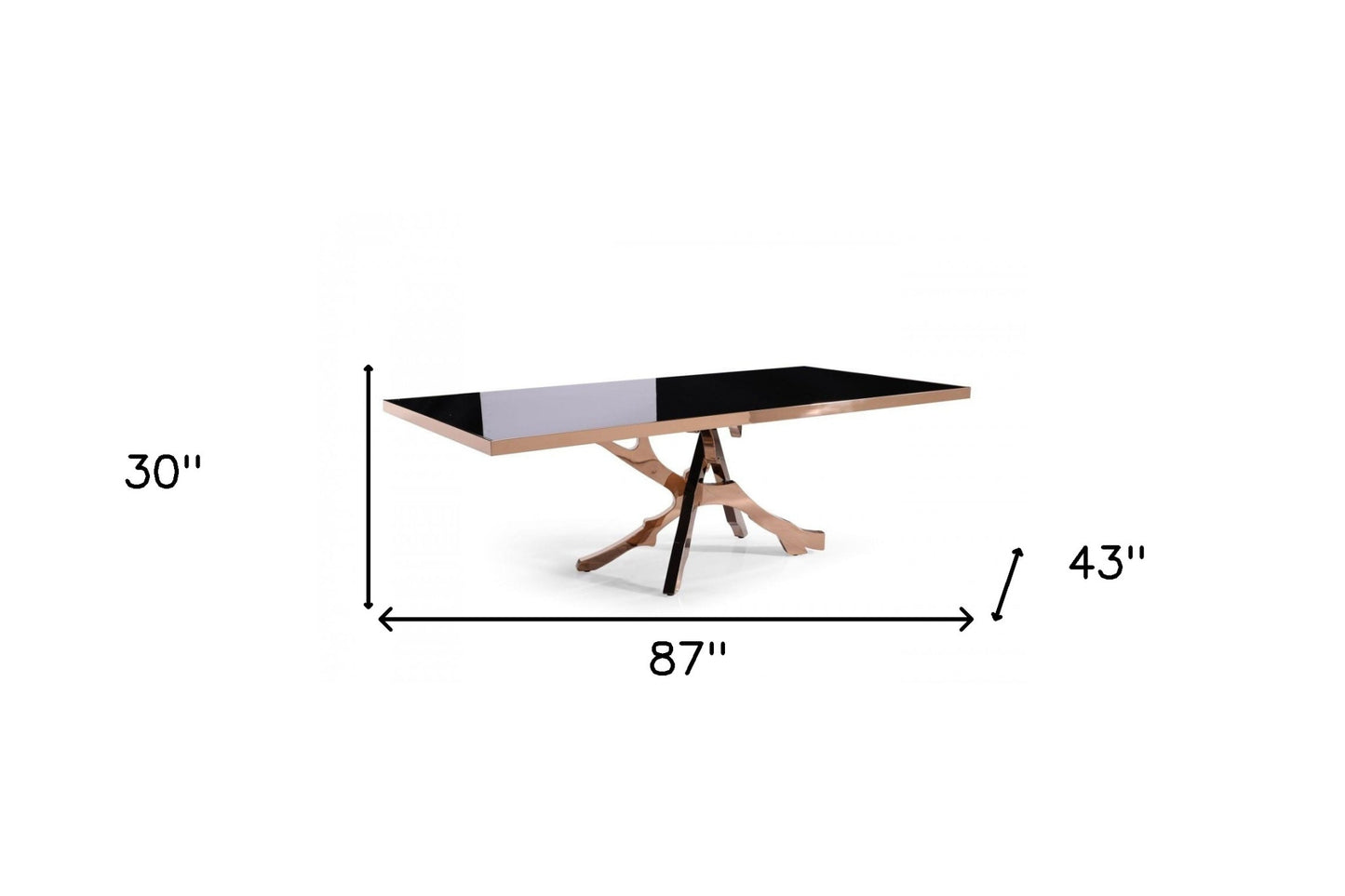 Black And Gold Glass And Stainless Steel Pedestal Base Dining Table