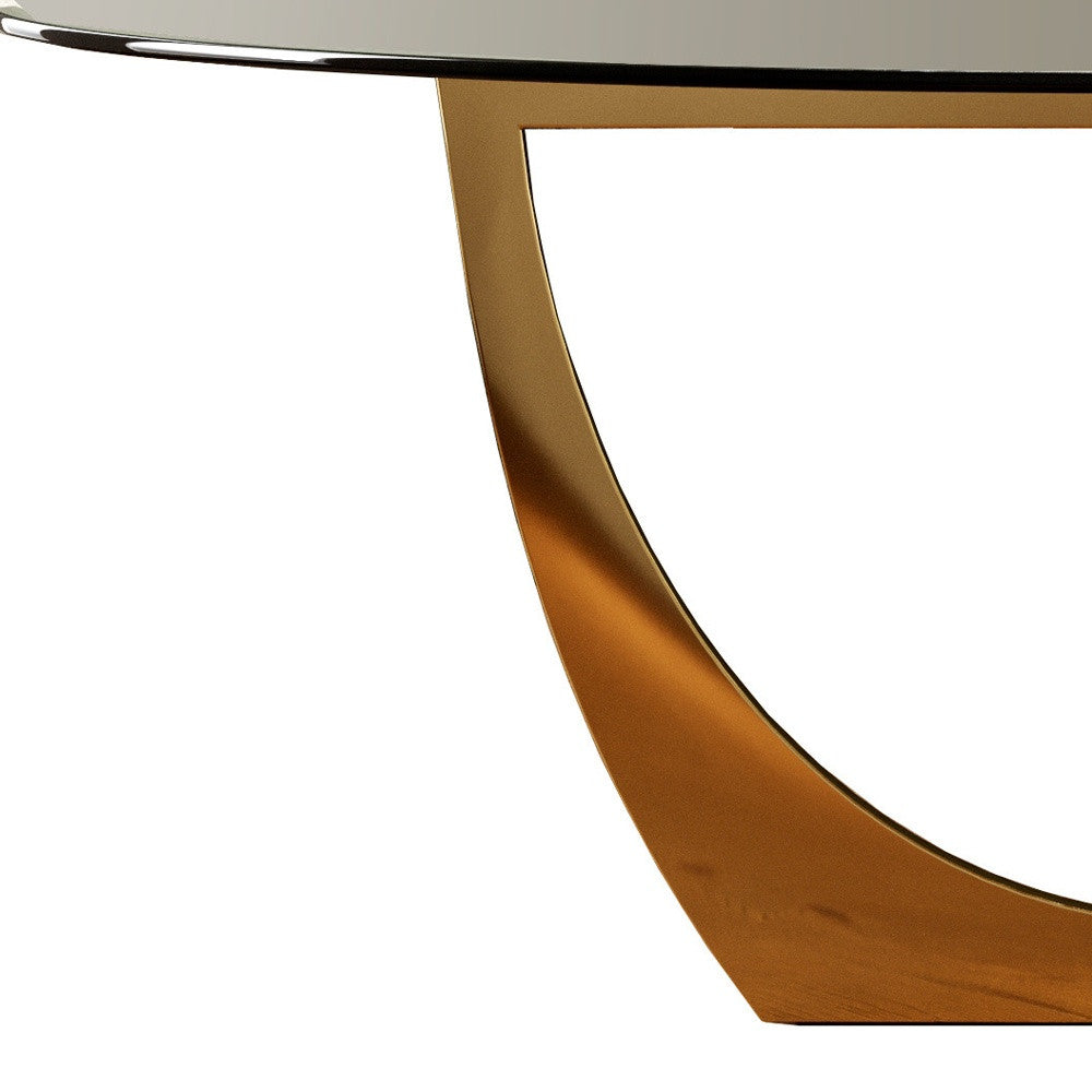 Clear And Gold Oval Glass And Stainless Steel Dining Table