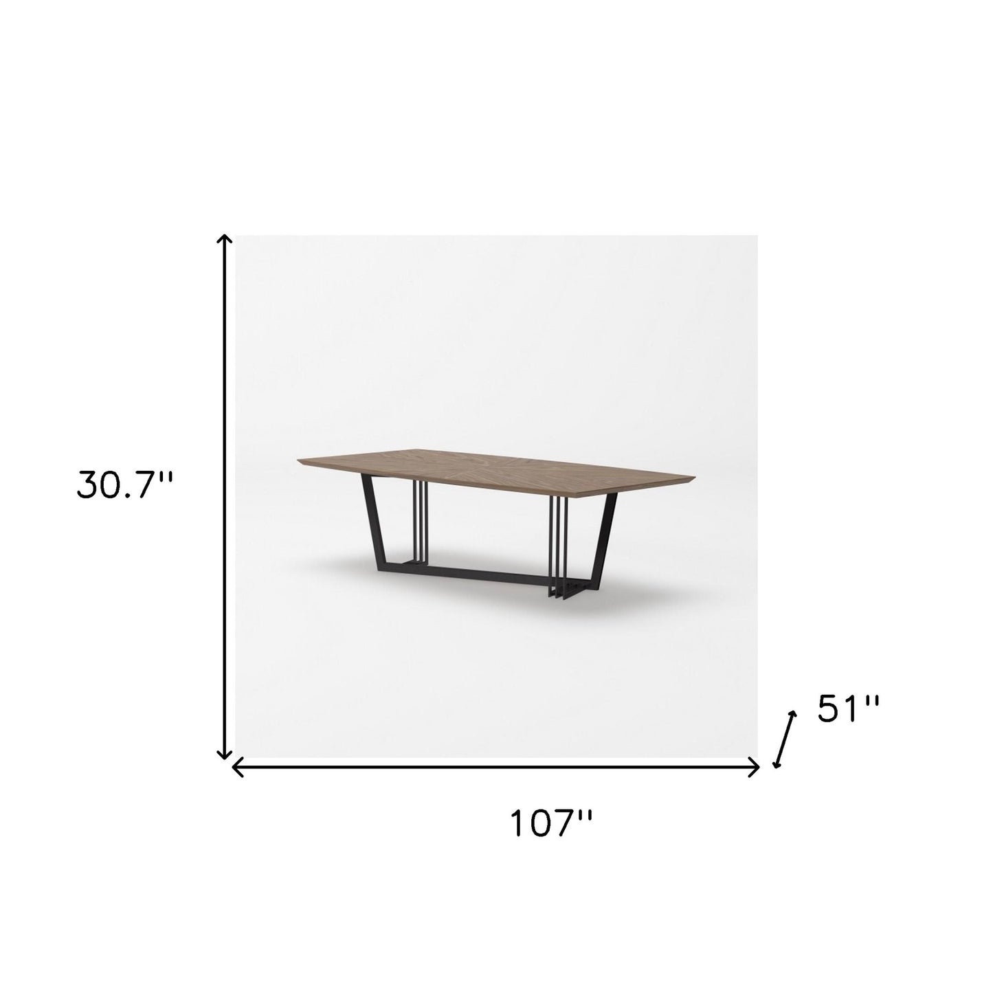 Walnut And Black Rectangular Geo Trestle Wood Dining Table