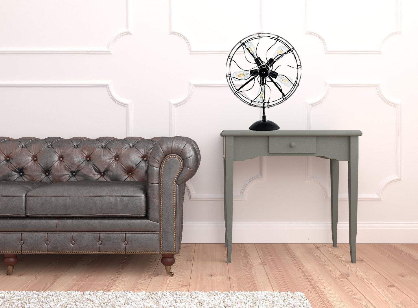 Black Industrial Fan Design Table Lamp