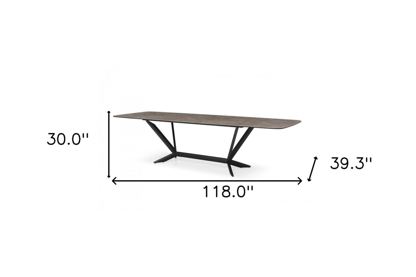 Gray And Black Ceramic And Metal Trestle Base Dining Table