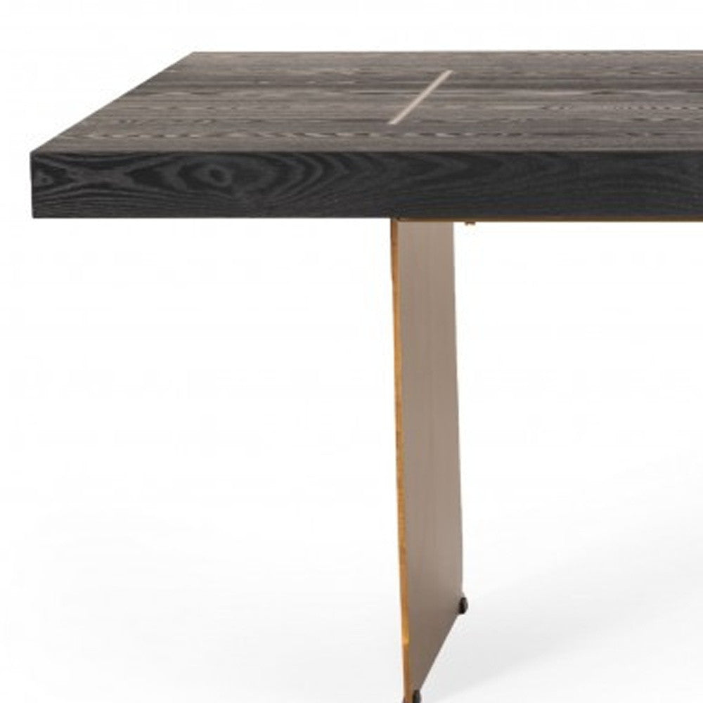 Dark Brown And Brass Metal Sled Base Dining Table