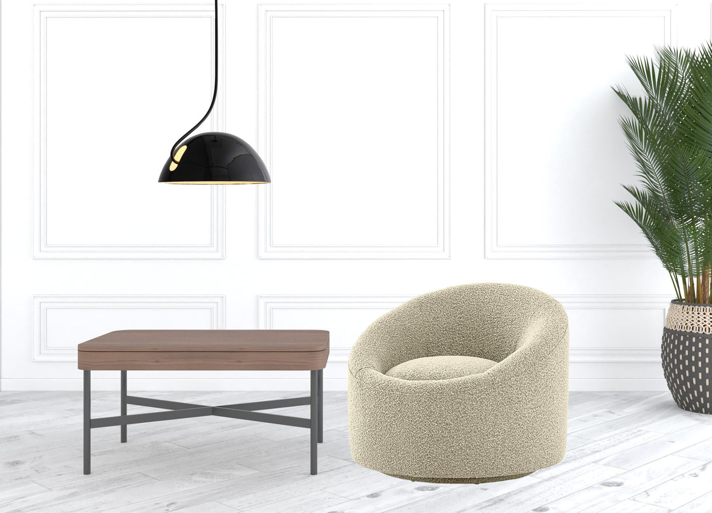 Beige Swivel Barrel Chair