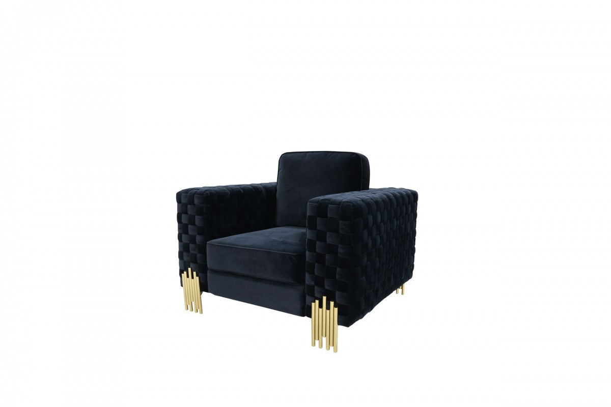 Black & Gold Velvet Arm Chair
